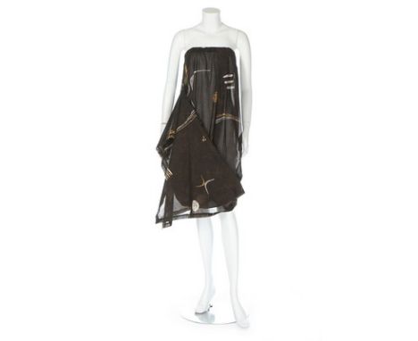 An Issey Miyake batik-printed cotton ensemble, Permanente label size M, comprising: loose top with cowled collar, long sarong