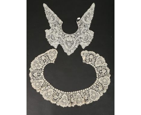 A group of Brussels bobbin applique and Brussels mixed lace, late 19th century, including four collars and an assortment of m