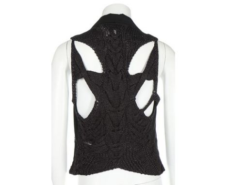 A John Galliano black knitted 'anatomical' waistcoat, 'Honcho Girl' collection, SS 1991, London labelled and size 14, with wo