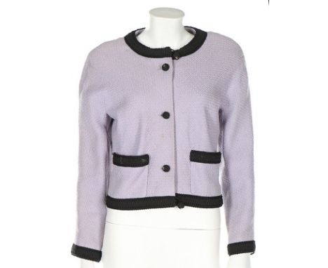 Two Chanel Boutique jackets, 1990s, labelled, the first of pale lavender wool, edged in black braid, the domed buttons with d