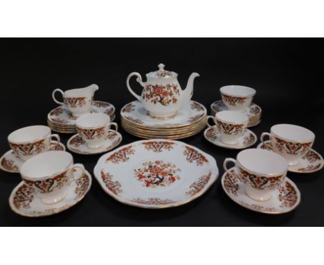 A Colclough porcelain part tea and dinner service decorated in the Royale pattern, No 8525, printed marks, comprising six din