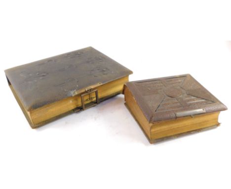 Two photograph albums containing Victorian portrait photographs and carte de visite.