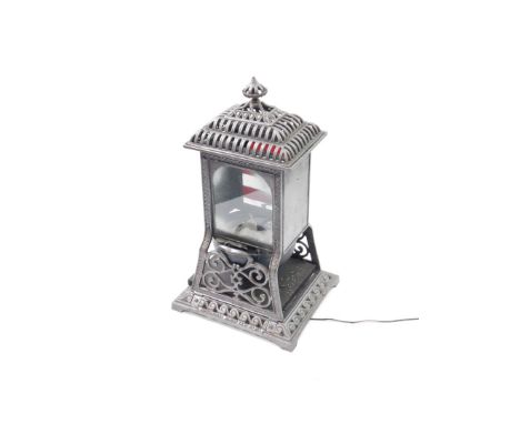 A Rippingille's Albion Lamp Company Ltd cast iron stove converted to an electric floor light, 59cm high, 31cm wide, 28.5cm de