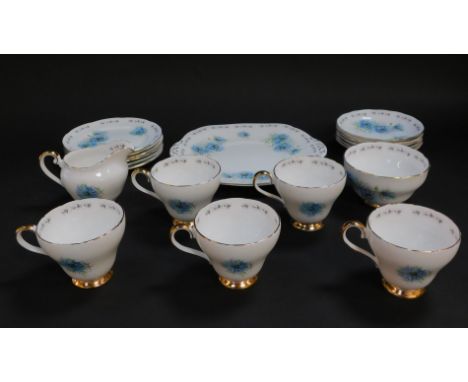 An Adderley porcelain part tea service decorated in the Love In A Mist pattern, pattern no H1234, printed and painted marks, 