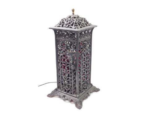 A Rippingille's Albion Lamp Company Ltd late 19thC cast iron cathedral heater, converted to an electric floor standing lamp, 