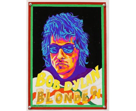 Bob Dylan - Blonde On, Original poster artwork by John Judkins, signed & dated '69', flat, 23 x 17 inches.Provenance: from a 