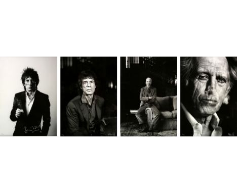 The Rolling Stones - Four silver gelatin prints of Ronnie Wood, Mick Jagger, Charlie Watts and Keith Richards by Michael Dona