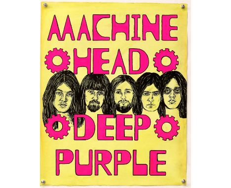 Deep Purple 'Machine Head' - Original hand painted artwork on thick paper by John Judkins, signed and dated, flat, 56 x 69 cm