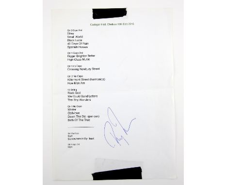Roddy Frame - Scottish singer / songwriter and founder of the 1980s new wave band Aztec Camera. An original set list from Cad