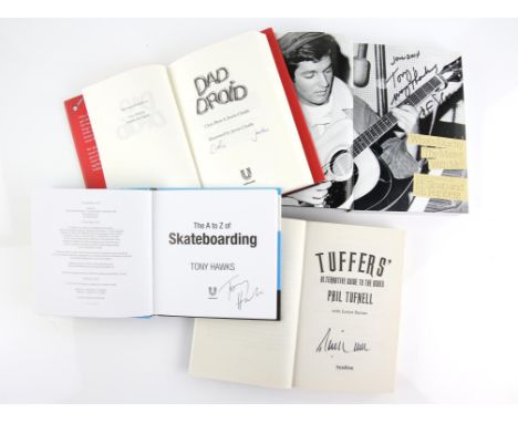 Autographs - Four books 'What's exactly the matter with me?' signed by P. F. Sloan, 'The A-Z of skateboarding' signed by Tony