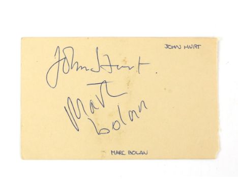 Marc Bolan (1947  1977) English singer, songwriter, who was the lead singer of the band T. Rex, a signed album page alongside
