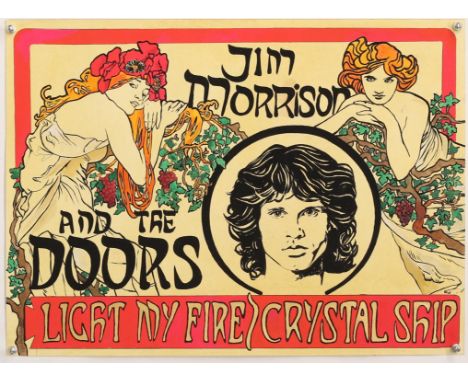 Jim Morrison and The Doors 'Light my Fire Crystal Ship' - Original hand painted artwork on thick paper by John Judkins, signe