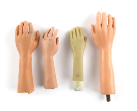 Gerry Anderson Puppet hands made for Captain Scarlet / Joe 90 / Secret Service - Collection of four hands with metal rods use
