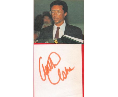 Arthur Ashe signed 3x3 album page and 3x3 unsigned colour magazine photo. Arthur Robert Ashe Jr. (July 10, 1943 - February 6,