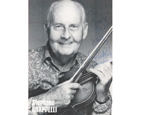 Stephane Grappelli signed 6x4 black and white promo photo. Stéphane Grappelli ( 26 January 1908 - 1 December 1997, born Stefa