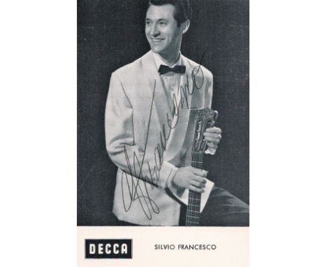 Silvio Francesco signed 6xe Decca Black and White promo photo. Italian Musician, Singer and film actor Silvio Francesco (1927