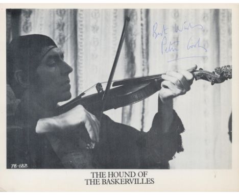 Peter Cook, a signed 10x8 The Hound of the Baskervilles film photo, with Cook playing Sherlock Holmes. An English satirist an