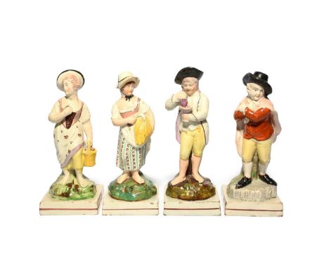 A set of Staffordshire figures of the Four Seasons, c.1800-10, possibly Enoch Wood, modelled as children with various attribu