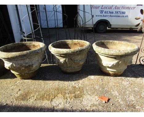 set 3 stone garden pots (match previous pair)