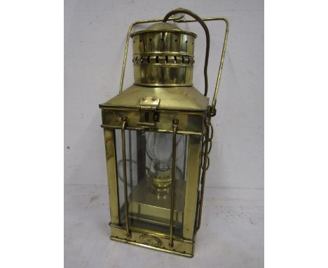 A Christopher Wray&nbsp; brass carriage lantern style ceiling light 40cmL without chain