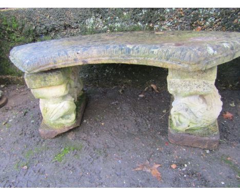 Concrete garden bench with fish detail plinths/stands