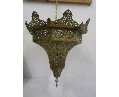 A brass decorative lantern ceiling light fitting 46cmL