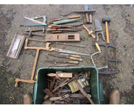 Crate of vintage hand tools