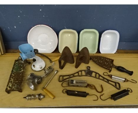 Vintage mincers and enamel cookware etc&nbsp;