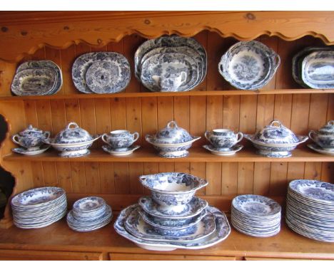 Copeland Spode 'Rural Scenes' dinner service approx 100 pieces inc large turkey plate and huge tureen. some dinner plates and
