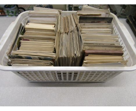 A basket of vintage postcards, many Victorian and some with signatures and inc Bayeux Tapestry&nbsp;