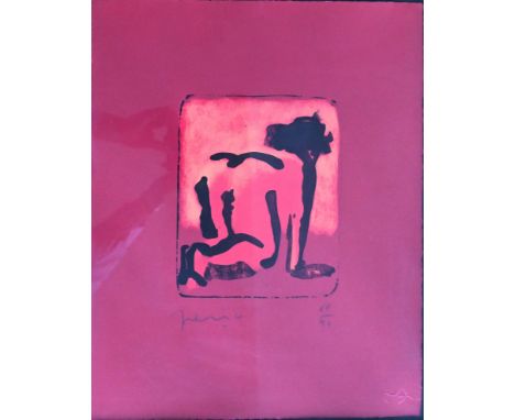 Nude study Etching on red paper no. 68/90 artist unknown