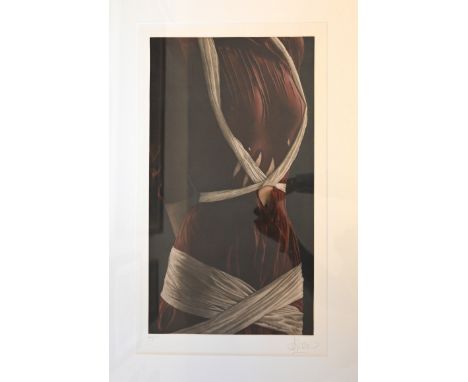 Willi Kissmer (German 1951-2018): 'White Ribbons', limited edition coloured etching signed in pencil, titled verso 65cm x 35c