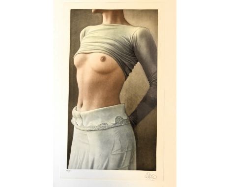 Willi Kissmer (German 1951-2018): nude torso limited edition coloured etching signed in pencil 84/250, 65cm x 35cm