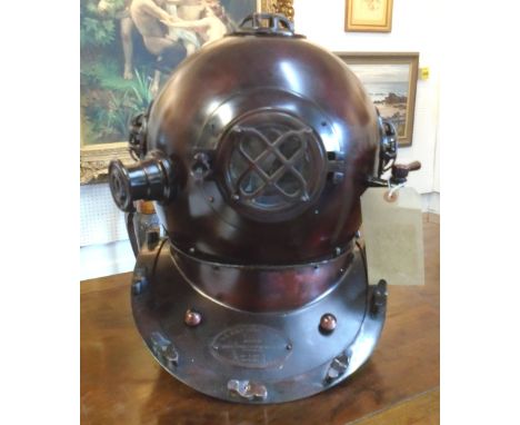 DIVERS HELMET, reproduced in the style of a US Navy model, patinated metal, 40cm H.