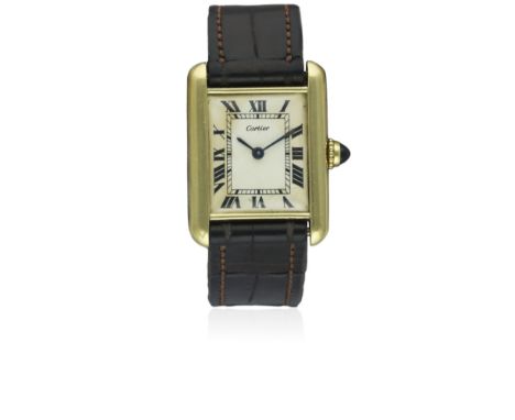 A RARE 18K SOLID GOLD CARTIER LONDON TANK WRIST WATCHCIRCA 1976Movement: Manual wind, signed Jaeger-LeCoultre.Case: Approx. 2