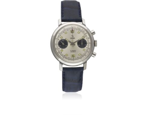 A GENTLEMAN'S STAINLESS STEEL YEMA CHRONOGRAPH WRIST WATCH  CIRCA 1970, WITH "PANDA" DIALMovement: 17J, manual wind, Valjoux 