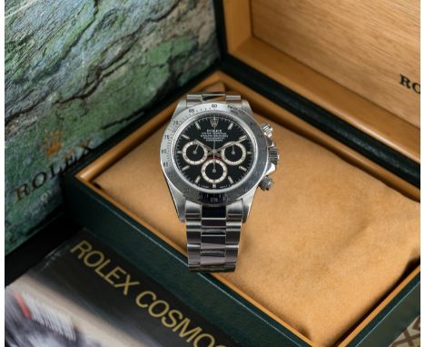 A GENTLEMAN'S STAINLES STEEL ROLEX OYSTER PERPETUAL COSMOGRAPH "ZENITH" DAYTONA BRACELET WATCHCIRCA 1997, REF. 16520 WITH ORI