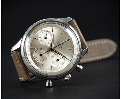 A VERY RARE GENTLEMAN'S LARGE SIZE STAINLESS STEEL UNIVERSAL GENEVE CHRONOGRAPH WRIST WATCH CIRCA 1960s, REF. 22704-1Movement