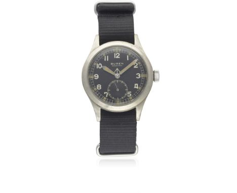 A GENTLEMAN'S BRITISH MILITARY BUREN GRAND PRIX W.W.W. WRIST WATCH CIRCA 1940s, PART OF THE "DIRTY DOZEN"Movement: 15J, manua