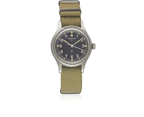A GENTLEMAN'S STAINLESS STEEL BRITISH MILITARY HAMILTON RAF PILOTS WRIST WATCH CIRCA 1960sMovement: 17J, manual wind, hacking