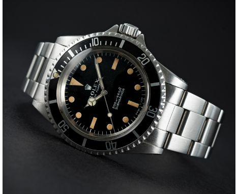 A RARE GENTLEMAN'S STAINLESS STEEL ROLEX OYSTER PERPETUAL SUBMARINER BRACELET WATCHCIRCA 1968, REF. 5513 WITH "METERS FIRST" 