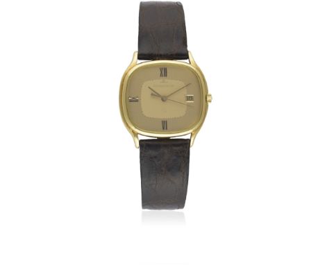 A GENTLEMAN'S 18K SOLID GOLD JAEGER LECOULTRE WRIST WATCH CIRCA 1980, WITH BOX & BOOKLETMovement: Quartz, signed Jaeger-LeCou