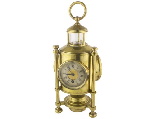 A RARE BRASS CASED 8 DAY INDUSTRIAL SERIES NOVELTY CLOCK COMPENDIUM WEATHER STATION BY GUILMET CIRCA 1885, BASED ON A MINER'S