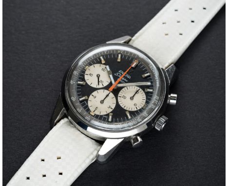 A RARE GENTLEMAN'S STAINLESS STEEL ENICAR SHERPA GRAPH "JIM CLARK" CHRONOGRAPH WRIST WATCH CIRCA 1967Movement: 17J, manual wi