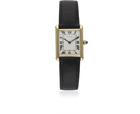 A GENTLEMAN'S 18K SOLID GOLD CARTIER TANK WRIST WATCHCIRCA 1960sMovement: 18J, manual wind, signed Cartier, adjusted to three