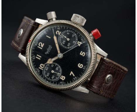 A RARE GENTLEMAN'S NICKEL PLATED GERMAN MILITARY HANHART LUFTWAFFE PILOTS FLYBACK CHRONOGRAPH WRIST WATCH CIRCA 1940 Movement