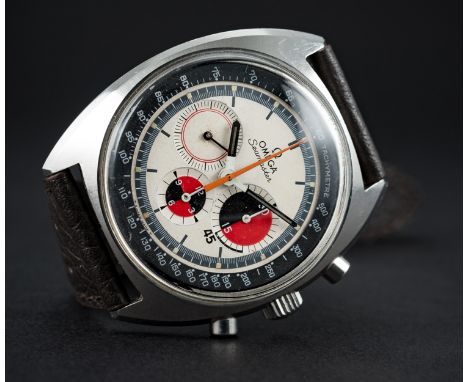 A RARE GENTLEMAN'S STAINLESS STEEL OMEGA SEAMASTER "SOCCER TIMER' CHRONOGRAPH WRIST WATCH CIRCA 1970, REF. 145.020 WHITE DIAL