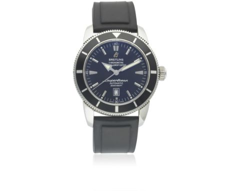 A GENTLEMAN'S STAINLESS STEEL BREITLING SUPEROCEAN HERITAGE 46 AUTOMATIC WRIST WATCH DATED 2010, REF. A17320 WITH BOX & PAPER