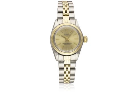 A LADIES STEEL & GOLD ROLEX OYSTER PERPETUAL BRACELET WATCHCIRCA 1970, REF. 6619Movement: 26J, automatic chronometer, cal. 11