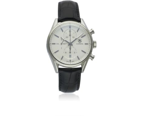 A GENTLEMAN'S STAINLESS STEEL TAG HEUER CARRERA CALIBRE 1887 AUTOMATIC CHRONOGRAPH WRIST WATCH CIRCA 2010, REF. CAR2110-0Move